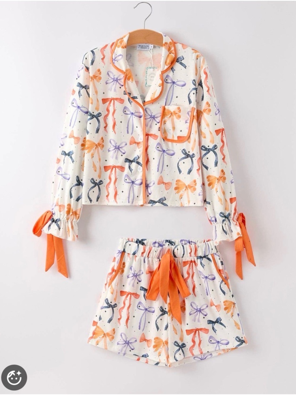 Primark White Elastic Waistband Shorts with Orange and Purple Star Print